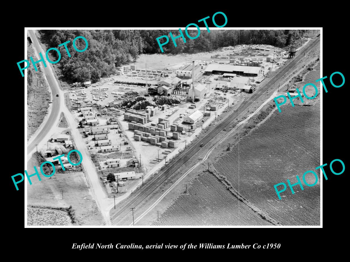 OLD LARGE HISTORIC PHOTO OF ENFIELD NORTH CAROLINA, THE WILLIAMS LUMBER CO c1950