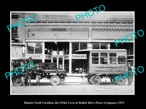 OLD LARGE HISTORIC PHOTO OF HAMLET NORTH CAROLINA, THE CP&L POWER Co CREW c1915