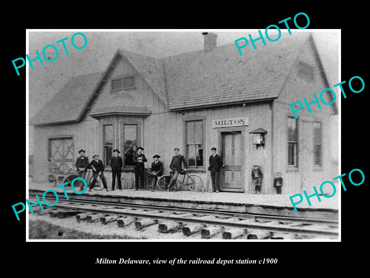 OLD LARGE HISTORIC PHOTO OF MILTON DELAWARE, THE RAILROAD DEPOT STATION c1900