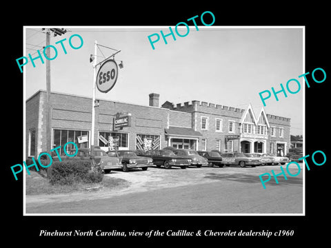 OLD LARGE HISTORIC PHOTO OF PINEHURST NORTH CAROLINA, CADILLAC CAR STORE c1960