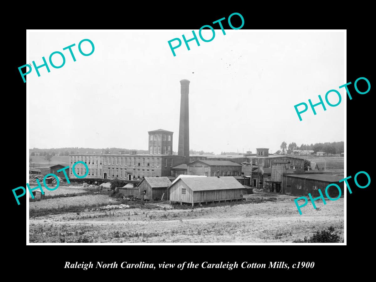 OLD LARGE HISTORIC PHOTO OF RALEIGH NORTH CAROLINA, CARALEIGH COTTON MILL c1900