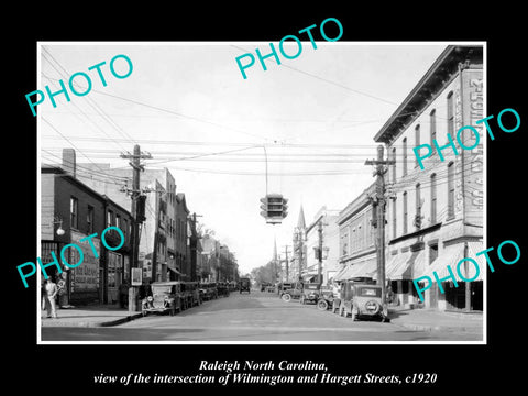 OLD LARGE HISTORIC PHOTO OF RALEIGH NORTH CAROLINA, VIEW OF WILMINGTON St c1920