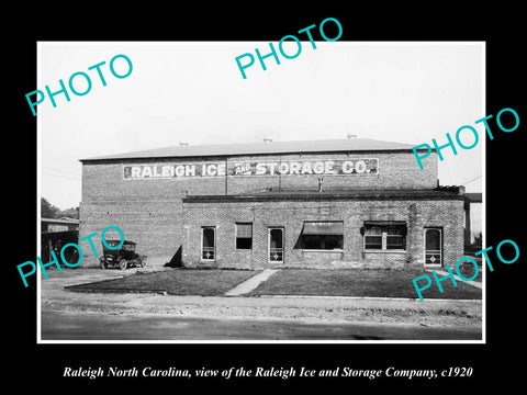 OLD LARGE HISTORIC PHOTO OF RALEIGH NORTH CAROLINA, THE RALEIGH ICE Co c1920