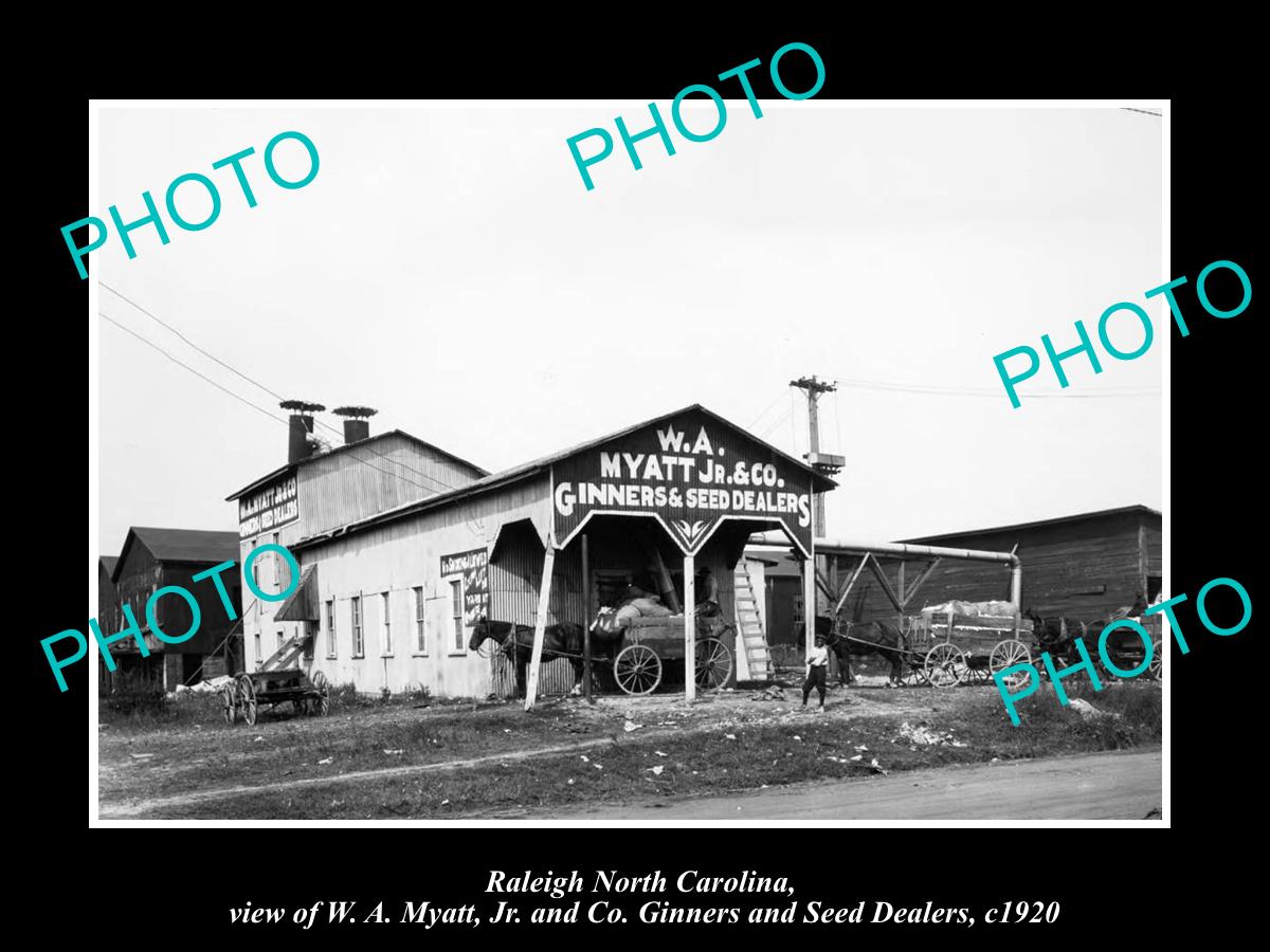 OLD LARGE HISTORIC PHOTO OF RALEIGH NORTH CAROLINA, GINNERS & SEED DEALER c1920