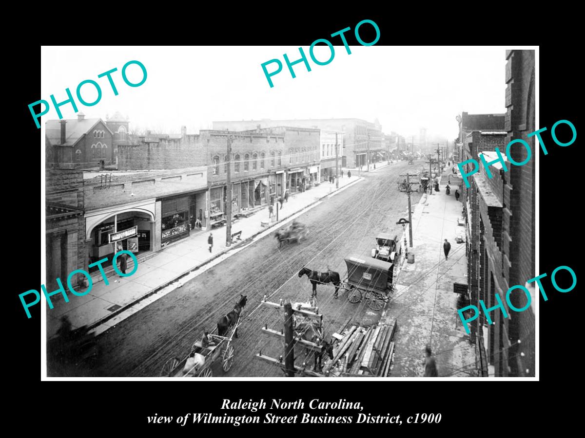 OLD LARGE HISTORIC PHOTO OF RALEIGH NORTH CAROLINA, VIEW OF WILMINGTON St c1900