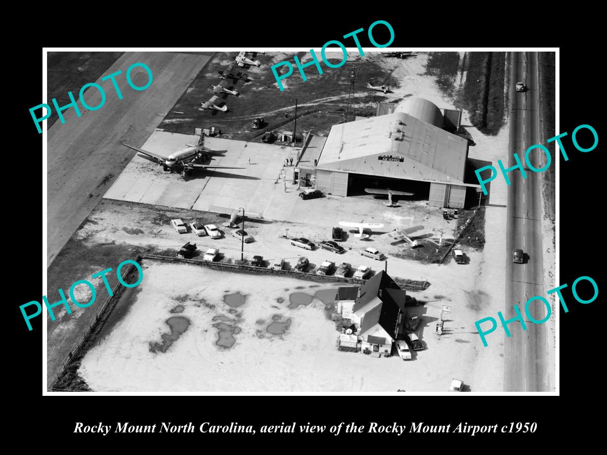 OLD LARGE HISTORIC PHOTO OF ROCKY MOUNT NORTH CAROLINA, VIEW OF AIRPORT c1950