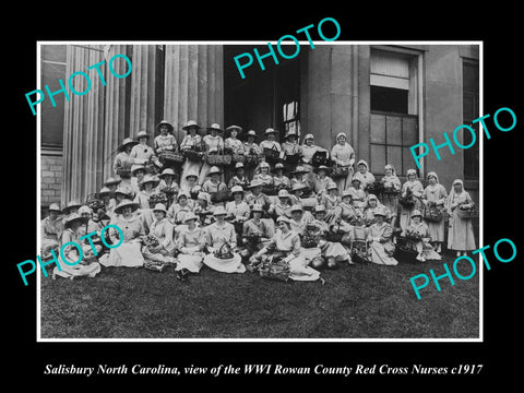 OLD LARGE HISTORIC PHOTO OF SALISBURY NORTH CAROLINA, WWI RED CROSS NURSES c1917