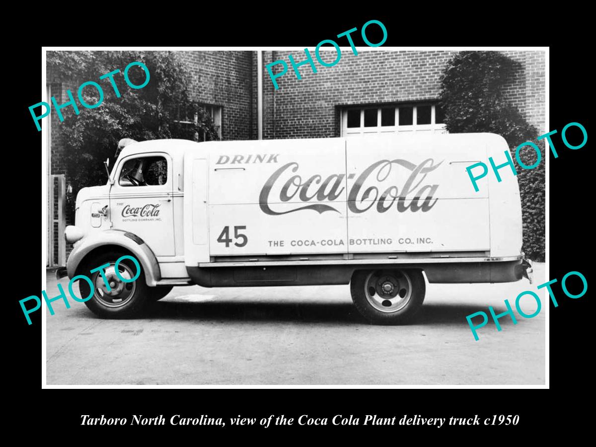 OLD LARGE HISTORIC PHOTO OF TARBORO NORTH CAROLINA, THE COCA COLA TRUCK c1950