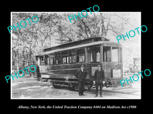 OLD LARGE HISTORIC PHOTO OF ALBANY NEW YORK, THE UNITED RAILROAD TROLLEY c1900