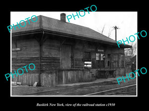 OLD LARGE HISTORIC PHOTO OF BUSKIRK NEW YORK, THE RAILROAD STATION c1930