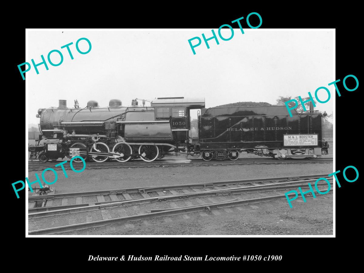 OLD LARGE HISTORIC PHOTO OF THE DELAWARE & HUDSON RAILROAD LOCOMOTIVE 1050 c1900