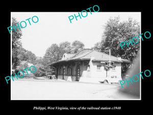 OLD LARGE HISTORIC PHOTO OF PHILIPPI WEST VIRGINIA, THE RAILROAD STATION c1940