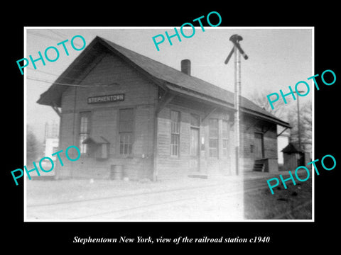 OLD LARGE HISTORIC PHOTO OF STEPHENTOWN NEW YORK, THE RAILROAD STATION c1940