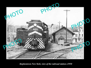 OLD LARGE HISTORIC PHOTO OF STEPHENTOWN NEW YORK, THE RAILROAD STATION c1950