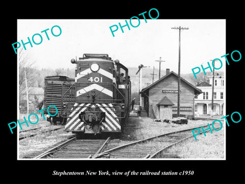 OLD LARGE HISTORIC PHOTO OF STEPHENTOWN NEW YORK, THE RAILROAD STATION c1950