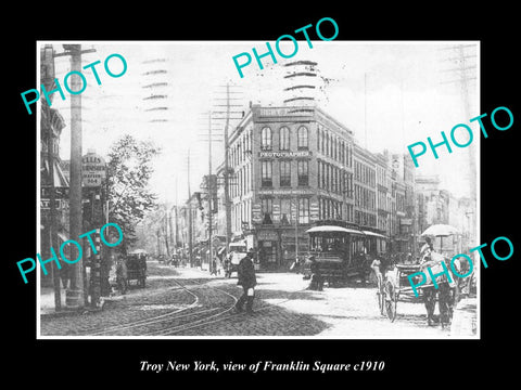 OLD LARGE HISTORIC PHOTO OF TROY NEW YORK, VIEW OF FRANKLIN SQUARE c1910