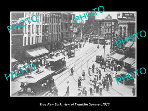 OLD LARGE HISTORIC PHOTO OF TROY NEW YORK, VIEW OF FRANKLIN SQUARE c1920