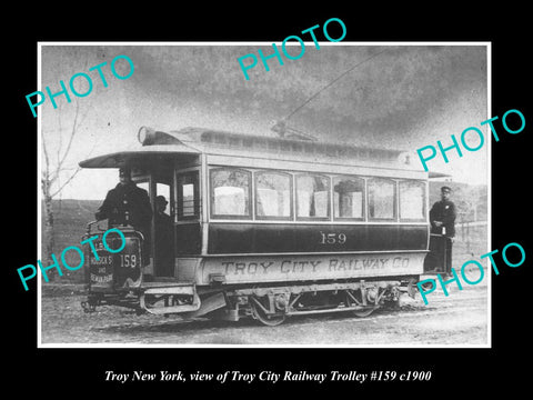 OLD LARGE HISTORIC PHOTO OF TROY NEW YORK, THE TROY CITY RAILROAD TROLLEY 1900 1