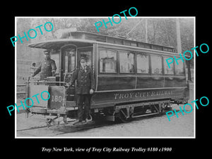 OLD LARGE HISTORIC PHOTO OF TROY NEW YORK, THE TROY CITY RAILROAD TROLLEY 1900 2