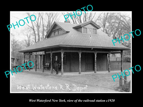 OLD LARGE HISTORIC PHOTO OF WEST WATERFORD NEW YORK, THE RAILROAD STATION 1920 1