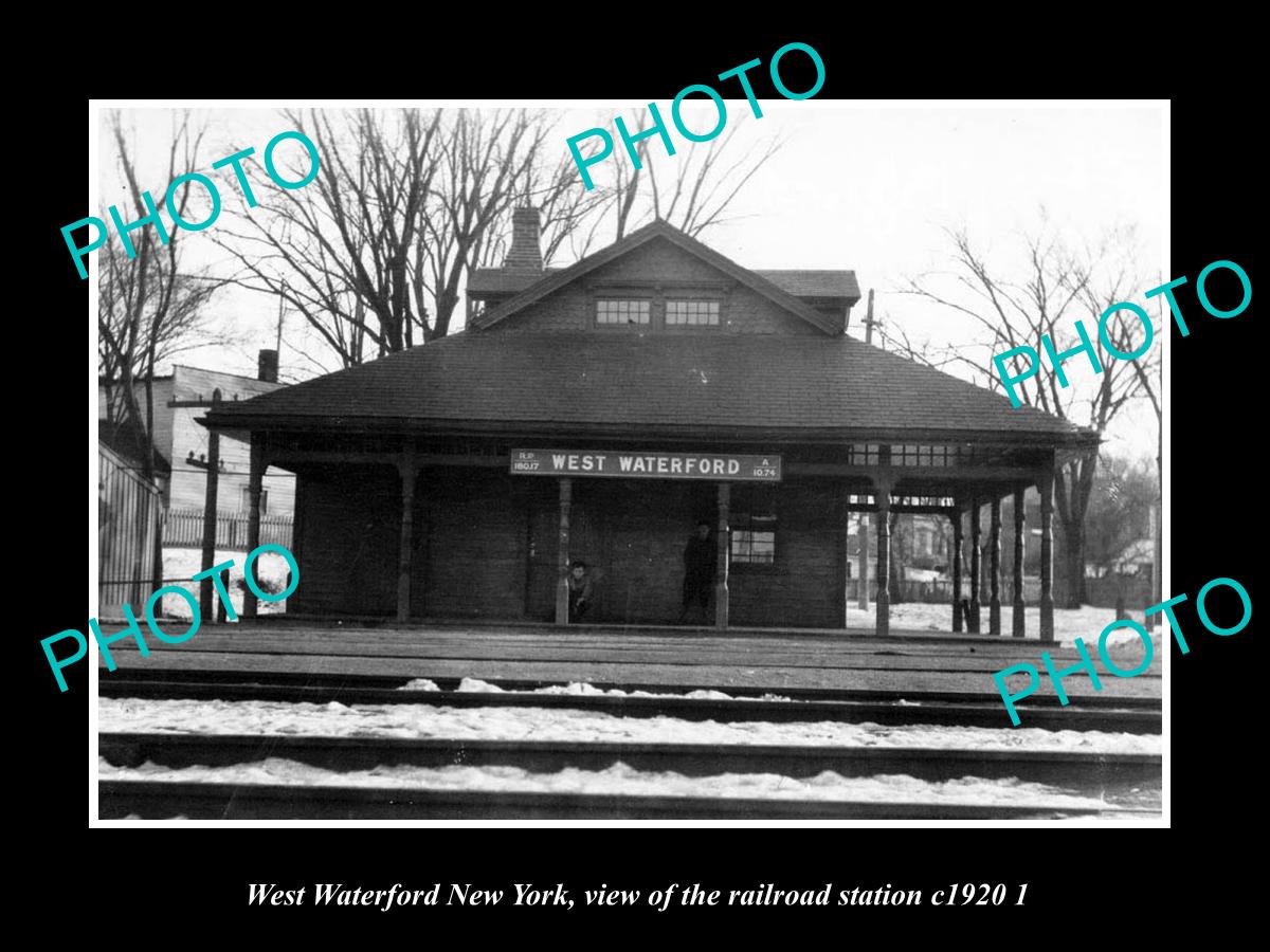 OLD LARGE HISTORIC PHOTO OF WEST WATERFORD NEW YORK, THE RAILROAD STATION 1920 2