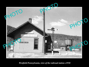 OLD LARGE HISTORIC PHOTO OF WESTFIELD PENNSYLVANIA, THE RAILROAD STATION c1950