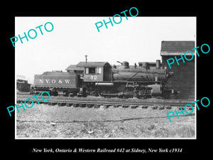 OLD HISTORIC PHOTO OF NEW YORK ONTARIO & WESTERN RAILROAD TRAIN, SIDNEY c1934