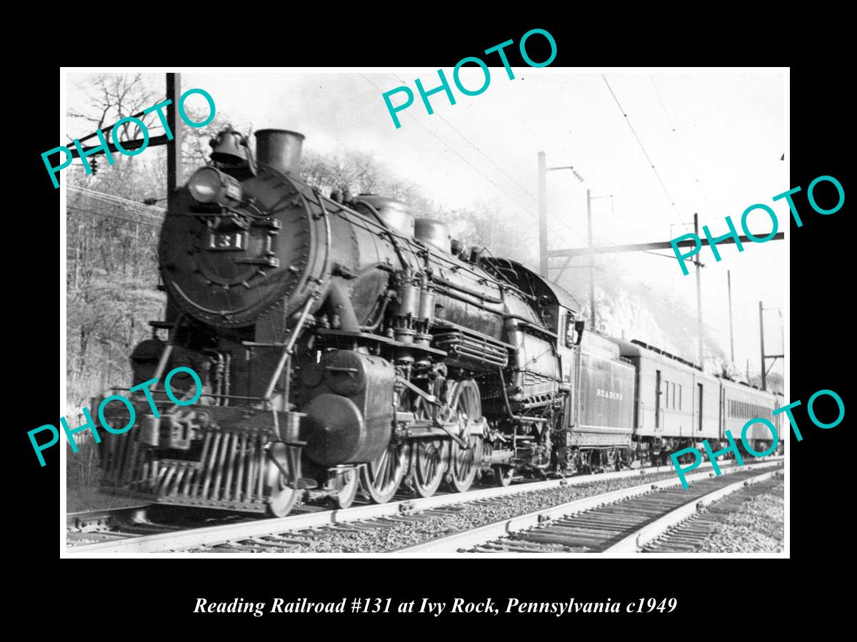 OLD LARGE HISTORIC PHOTO OF READING RAILROAD TRAIN, IVY ROCK PENNSYLVANIA c1949