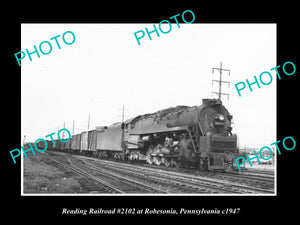 OLD LARGE HISTORIC PHOTO OF READING RAILROAD TRAIN, ROBESONIA PENNSYLVANIA c1947