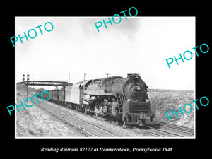 OLD LARGE HISTORIC PHOTO, READING RAILROAD TRAIN, HOMMELSTOWN PENNSYLVANIA c1948