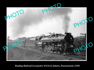 OLD LARGE HISTORIC PHOTO OF READING RAILROAD TRAIN, AUBURN PENNSYLVANIA c1950