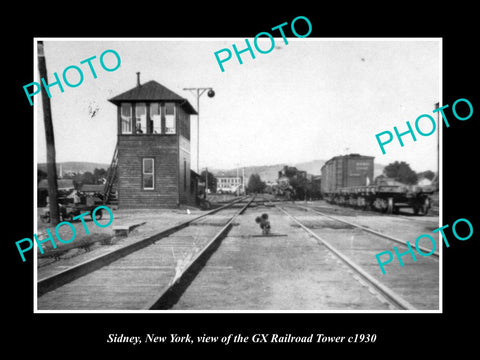 OLD LARGE HISTORIC PHOTO OF SIDNEY NEW YORK THE GX RAILROAD TOWER c1930