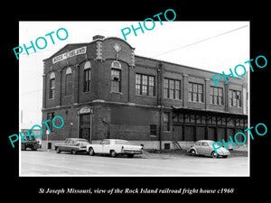 OLD LARGE HISTORIC PHOTO OF ST JOSEPH MISSOURI, ROCK ISLAND RAILROAD F/H c1960