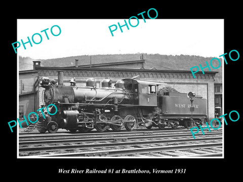 OLD LARGE HISTORIC PHOTO OF BRATTLEBORO VERMONT, WEST RIVER RAILROAD TRAIN c1931