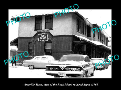 OLD LARGE HISTORIC PHOTO OF AMARILLO TEXAS, ROCK ISLAND RAILROAD STATION c1960