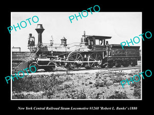 OLD LARGE HISTORIC PHOTO OF NEW YORK CENTRAL RAILROAD TRAIN c1880, ROBERT BANKS