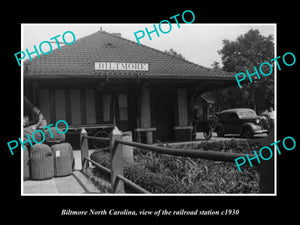 OLD LARGE HISTORIC PHOTO OF BILTMORE NORTH CAROLINA, THE RAILROAD STATION c1940