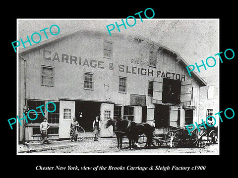 OLD LARGE HISTORIC PHOTO OF CHESTER NEW YORK, THE CARRIAGE & SLEIGH FACTORY 1900