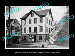 OLD LARGE HISTORIC PHOTO OF CHESTER NEW YORK, THE IMPERIAL MOTOR GARAGE c1920