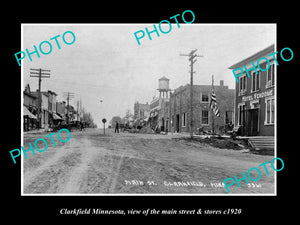 OLD LARGE HISTORIC PHOTO OF CLARKFIELD MINNESOTA, THE MAIN STREET & STORES c1920