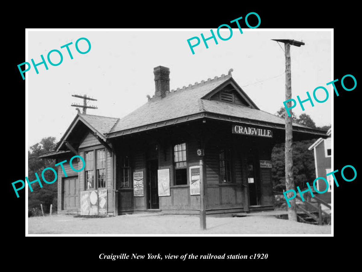 OLD LARGE HISTORIC PHOTO OF CRAIGVILLE NEW YORK, VIEW OF THE RAILROAD DEPOT 1920