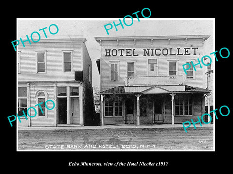 OLD LARGE HISTORIC PHOTO OF ECHO MINNESOTA, VIEW OF THE NICOLLET HOTEL c1910