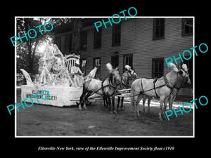 OLD LARGE HISTORIC PHOTO OF ELLENVILLE NEW YORK, ELLENVILLE SOCIETY FLOAT c1910