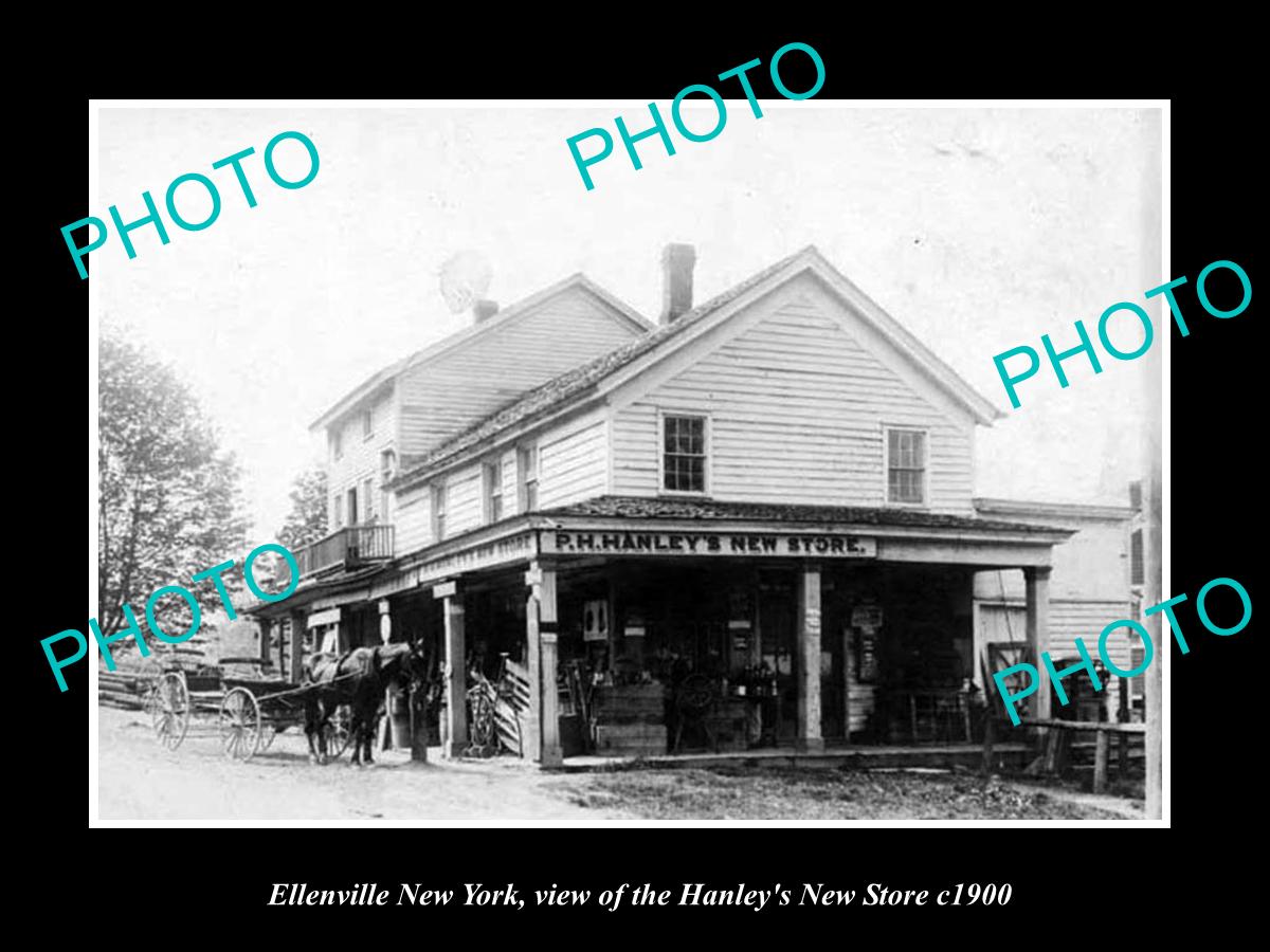 OLD LARGE HISTORIC PHOTO OF ELLENVILLE NEW YORK, THE HANLEY NEW STORE c1900