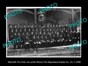 OLD LARGE HISTORIC PHOTO OF ELLENVILLE NEW YORK, PIONEER FIRE DEPARTMENT c1900