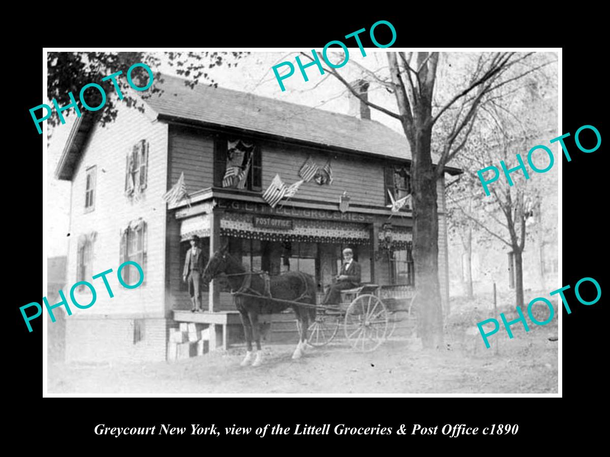 OLD LARGE HISTORIC PHOTO OF GREYCOURT NEW YORK, THE LITTELL STORE & PO c1890