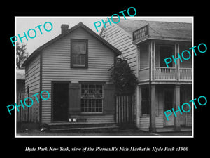 OLD LARGE HISTORIC PHOTO OF HYDE PARK NEW YORK, THE FISH MARKET STORE c1900