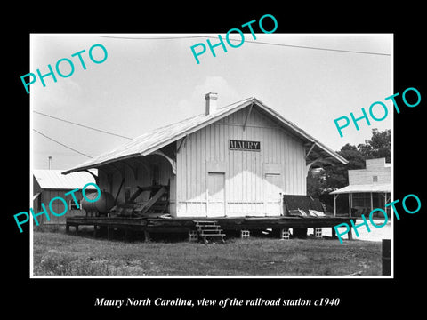 OLD LARGE HISTORIC PHOTO OF MAURY NORTH CAROLINA, THE RAILROAD STATION c1940