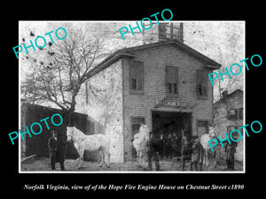 OLD LARGE HISTORIC PHOTO OF NORFOLK VIRGINIA, THE HOPE FIRE ENGINE STATION c1890