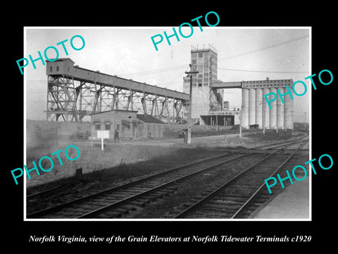 OLD LARGE HISTORIC PHOTO OF NORFOLK VIRGINIA, THE TIDEWATER GRAIN ELEVATORS 1920